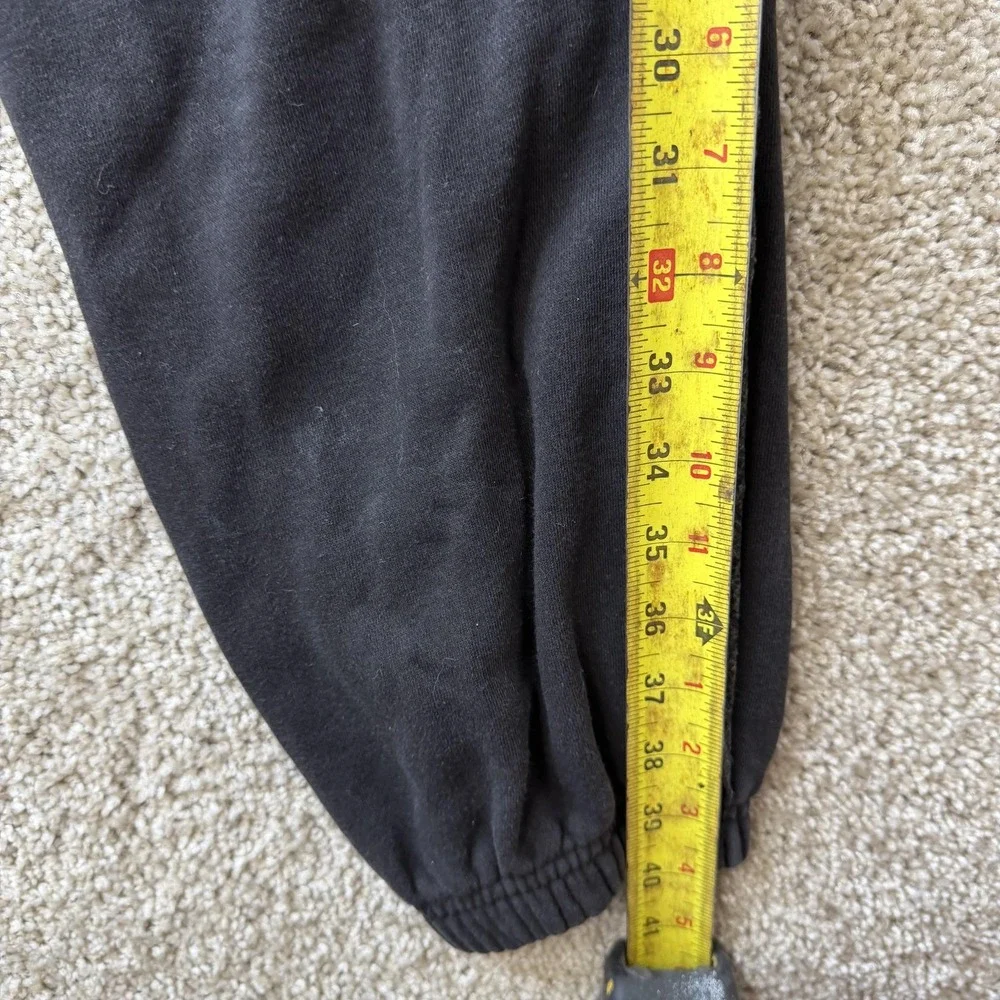 True Religion Jogger Pants Mens Medium Black Fleece Elastic Waist Pockets Logo